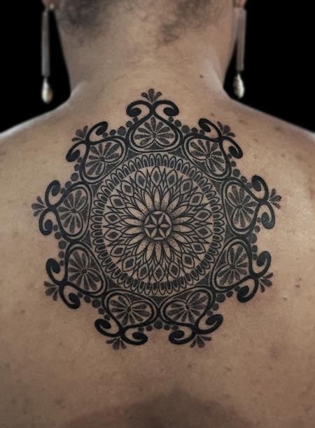 Tattoos - dotwork linework custom bongo style, indian traditional  style mandala  - 117403